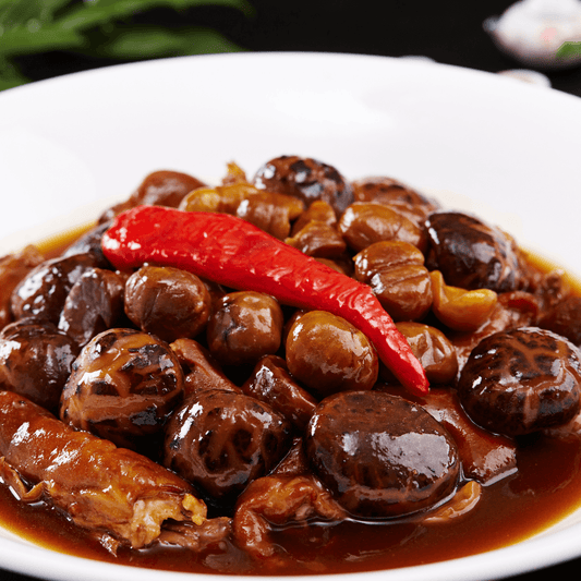 栗子花菇焖猪脚 Stewed Pork Leg w Chestnut & Mushroom (Medium)